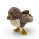 Hochet Oiseau marron en crochet en coton bio - Myum -The veggy toys