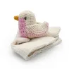 Doudou Myum mésange rose en coton bio replié.