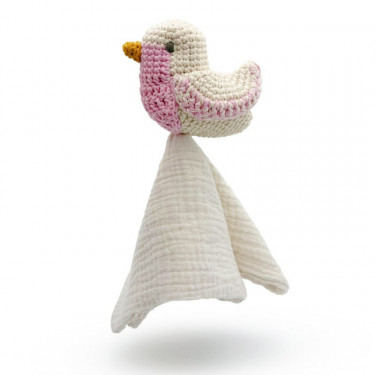 Doudou mésange rose en coton bio - The veggy toys