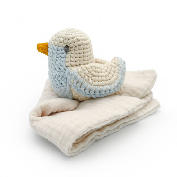 Doudou mésange bleue en coton bio - The veggy toys