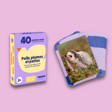 Imagier Animaux - Poils, plumes et pattes - 40 Cartes Flash OBSERVE Edition