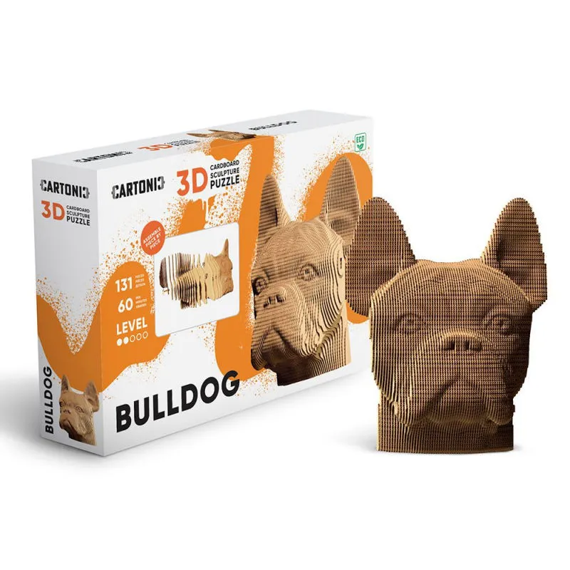 Puzzle sculpture 3D en carton - Bulldog - Cartonic