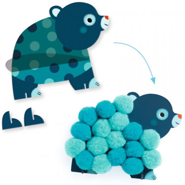 Collage de pompons "Animaux et ronds pompons" DJECO 0049