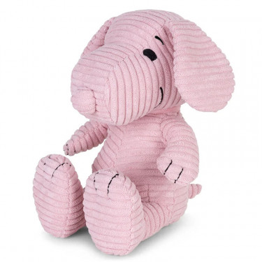 Peluche Snoopy assis en velours côtelé rose pastel - 19cm