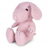 Peluche Snoopy assis en velours côtelé rose pastel - 19cm