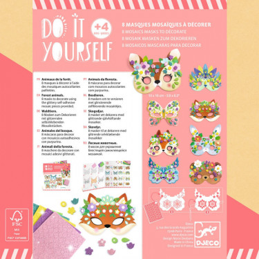Masques mosaïques à décorer Animaux de la forêt DIY DJECO 7936