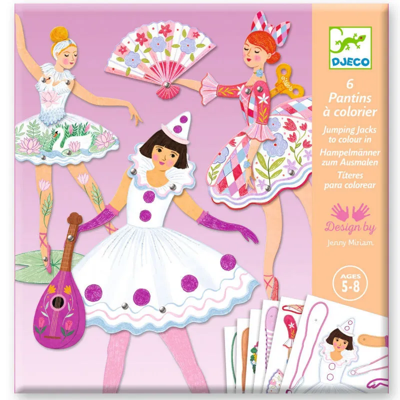 6 Pantins à colorier Tutus DJECO 9649