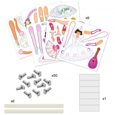6 Pantins à colorier Tutus DJECO 9649