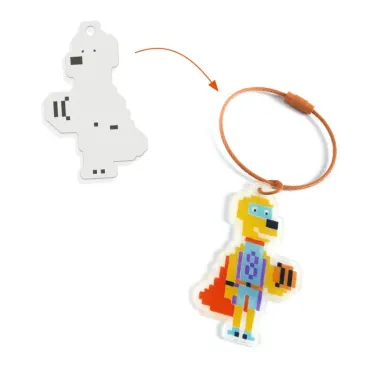 Porte-clés à fabriquer en plastique magique "Héros Pixel Art" DIY DJECO 79005