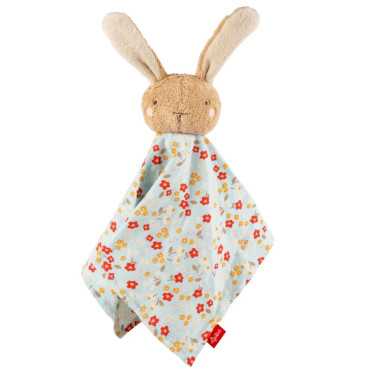 Doudou lapin SIGIKID 31269 - tissu bleu à fleurs