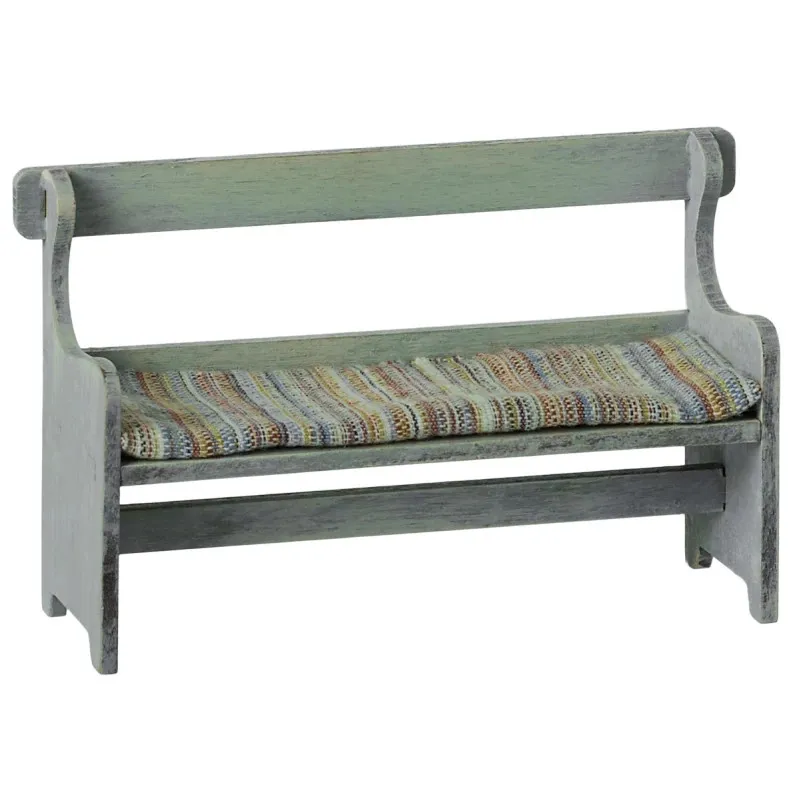 Banc en bois vintage avec coussin pour souris Maileg