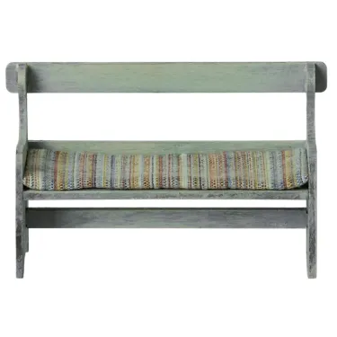 Banc en bois vintage avec coussin pour souris Maileg _ vue de face