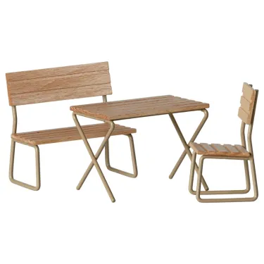 Meubles de jardin en bois et métal pour souris Maileg