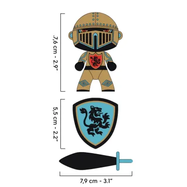 Dimensions illustrée de KNIGHT AZUR Djeco 6854 figurine Arty Toys avec accessoires