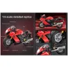 Set de construction Suzuki Hayabusa, réplique à l’échelle 1:6 avec damier rouge et échappement argenté, détails roues, guidon et carénage.