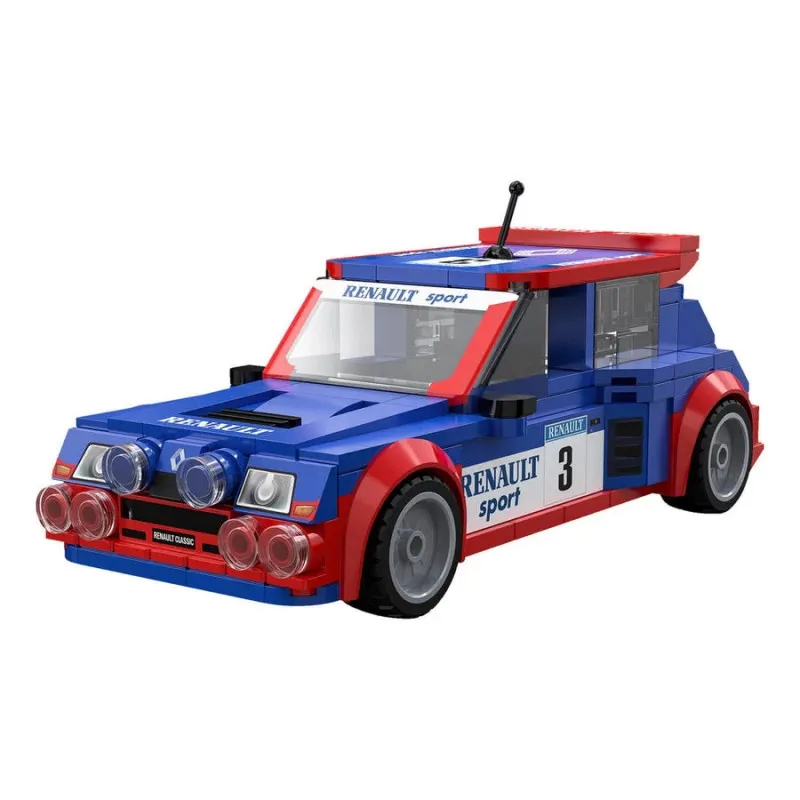 Mini voiture de collection Renault 5 Maxi Turbo en briques de construction, bleu et rouge,édition sport avec numéro 3.