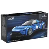 Boîte ensemble de construction CaDA Maserati MC20 GT2 en bleu, 240 pièces, modèle réduit de voiture racer avec spoilers et roues détaillées.