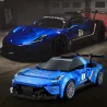 Maserati MC20 GT2 en version Cada, modèle bleu avec carrosserie détaillée et sponsor Maserati, voiture de course Cada sur fond sombre.