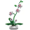 Orchidée CADA 237 pièces : ensemble de construction florale anti-stress représentant une plante artificielle avec fleurs roses et tiges vertes, sur socle blanc.