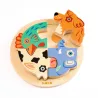 Puzzle en bois 4 pièces Rondo Dog DJECO 1105, rond de base avec pièces animaux à assembler.