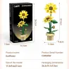 Sunflower CADA 187 pièces: boîte noire avec une construction florale jaune dans un pot, dimensions et détails du set affichés.