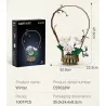 Kit de construction Cada fleurs Hiver avec cadre floral et fleurs blanches, dimensions environ 49,6 x 32 x 23,3 cm, 990 pièces.