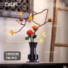 Kit de construction Cada fleurs Automne: vase cintré bleu avec fleurs chrysanthemums et feuilles Ginkgo, 795 pièces, décor détaillé.
