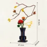 Kit de construction Cada fleurs Automne, vase bleu avec fleurs rouges et jaunes, branches décoratives et pot sur socle noir (61,0 x 28,6 x 47,2 cm)