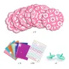 Toupies à personnaliser Flower Power DIY DJECO 7986 : 12 disques roses décoratifs, feuilles et autocollants colorés, papiers brillants et 2 toupies.