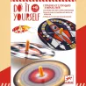 Toupies à personnaliser - Hypno Cosmos DIY DJECO 7987: boîte créative avec toupies à disque et éléments design.