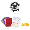 Toupies à personnaliser Hypno Cosmos DIY DJECO 7987 – pièces colorées et composants: disque tournant, feuilles scintillantes, stickers x12 / x72 / x150 / x2.