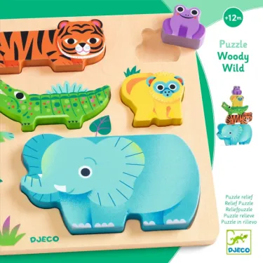 WoodyWild - Puzzle relief en bois DJECO 1091