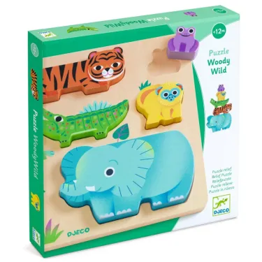 WoodyWild - Puzzle relief en bois DJECO 1091
