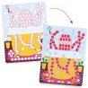Peinture à doigts - Pois et poissons DJECO 0046 : deux cartes à doigts représentant un poulpe rose et rouge sur une baignoire jaune avec obstacles et bulles.