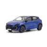 Voiture miniature Renault Clio VI 2026 NOREV 1/64 en bleu iron, vue en angle avec détails roues et calandre
