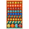 Grand coffret Horus de billes et Co : boîte rouge-orange garnie de billes multicolores rangées par rangées au format organique.