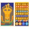 Grand coffret de billes "Toutankhamon" Billes & Co, pose latérale dévoilant multiples billes colorées et motifs égyptiens.