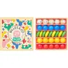Petit coffret de billes Happy Cactus Billes & Co, coloré ensemble de 29 billes sur un plateau en bois, motif cactus.