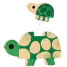 Puzz and Play Family - Puzzles en bois DJECO 1084: illustration d’une tortue et son petit en forme de pièces à assembler.