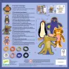 Première tissage – le pull des animaux DJECO 0071 avec personnages animaux colorés et élastiques cordons, planche d’instructions et dimensions