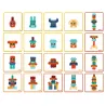 Ze Faces: animaux à empiler en bois DJECO 6439, ensemble de cartes colorées et rigolotes de personnages en bois empilables à construire.