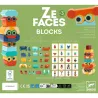 Bloc de jeux en bois Ze Faces - Blocks: pièces colorées à empiler et modèles animaux DJECO 6439.