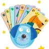Chat porte-cartes DJECO DJO 5997: ensemble de cartes colorées avec un chien bleu décoratif au centre.