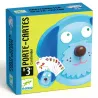 Boîtier bleu et jaune du porte-cartes DJECO DJO 5997 avec un chien en relief et des cartes de jeu, destiné aux enfants 3+.