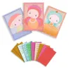 Mosaïques tinyly DJECO 6983 Stella & Co: trois cartes décoratives avec bébés fées pastel et kits de mosaïques colorés assortis.