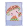 Mosaïques tinyly DJECO 6983 Stella & Co: enfant scrutant un miroir avec grande coiffe et éventail à pois, bordure accolée lilas.