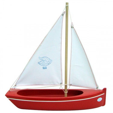 Bateau rouge en bois 32 cm, modèle Tirot 108