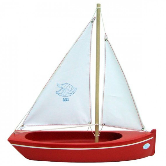 Bateau rouge en bois 32 cm, modèle Tirot 108