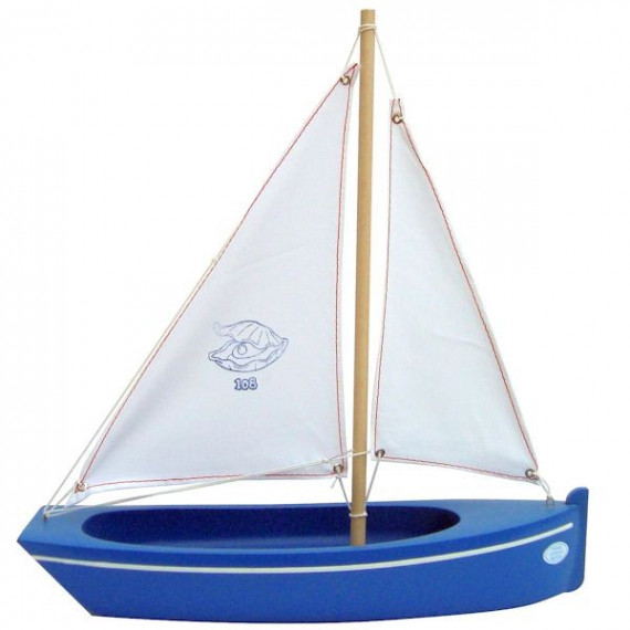 Bateau bleu en bois 32 cm, modèle Tirot 108