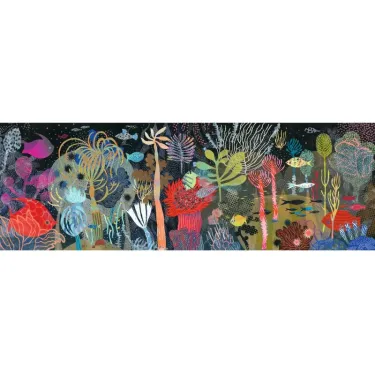 Puzzle wide avers décor sous-marin coloré avec des coraux et poissons, inspiré de Fish Paradise - Puzzle Gallery 1000 pcs DJECO 7694